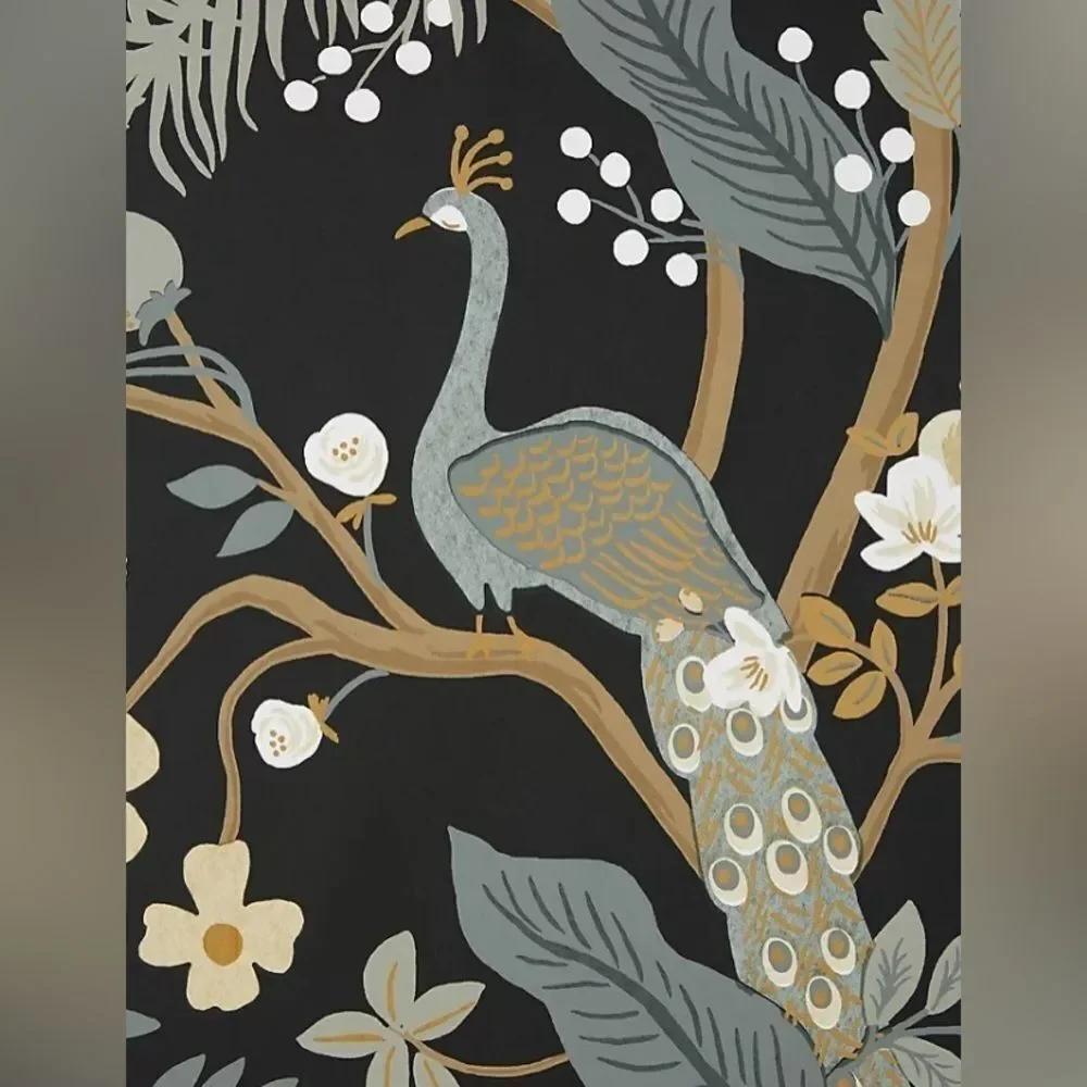Anthropologie 1 Roll of Rifle Paper Co. Peacock Wallpaper